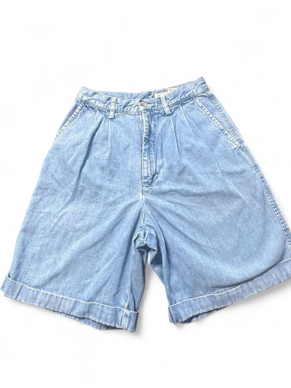 Vintage Eddie Bauer Light Blue Denim Pleated Shorts
